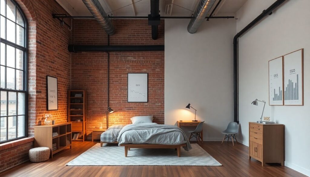 Спальня в стиле лофт: особенности планировки и материалов - иллюстрация