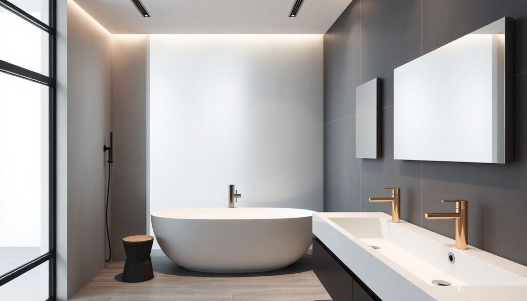 Дизайн ванной: тренды плитки и сантехники - иллюстрация