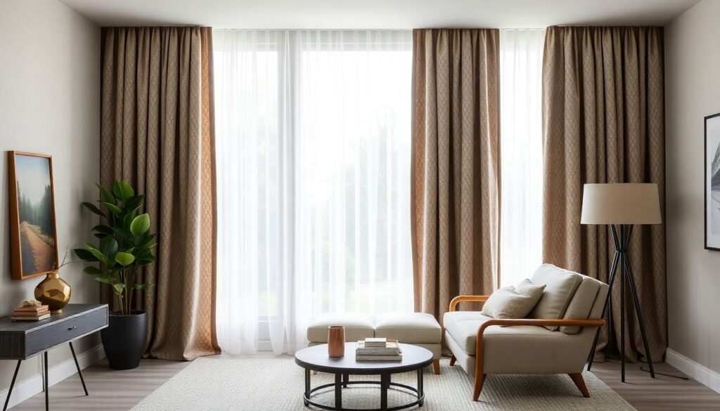 Дизайн окон: шторы, жалюзи и световые решения - иллюстрация